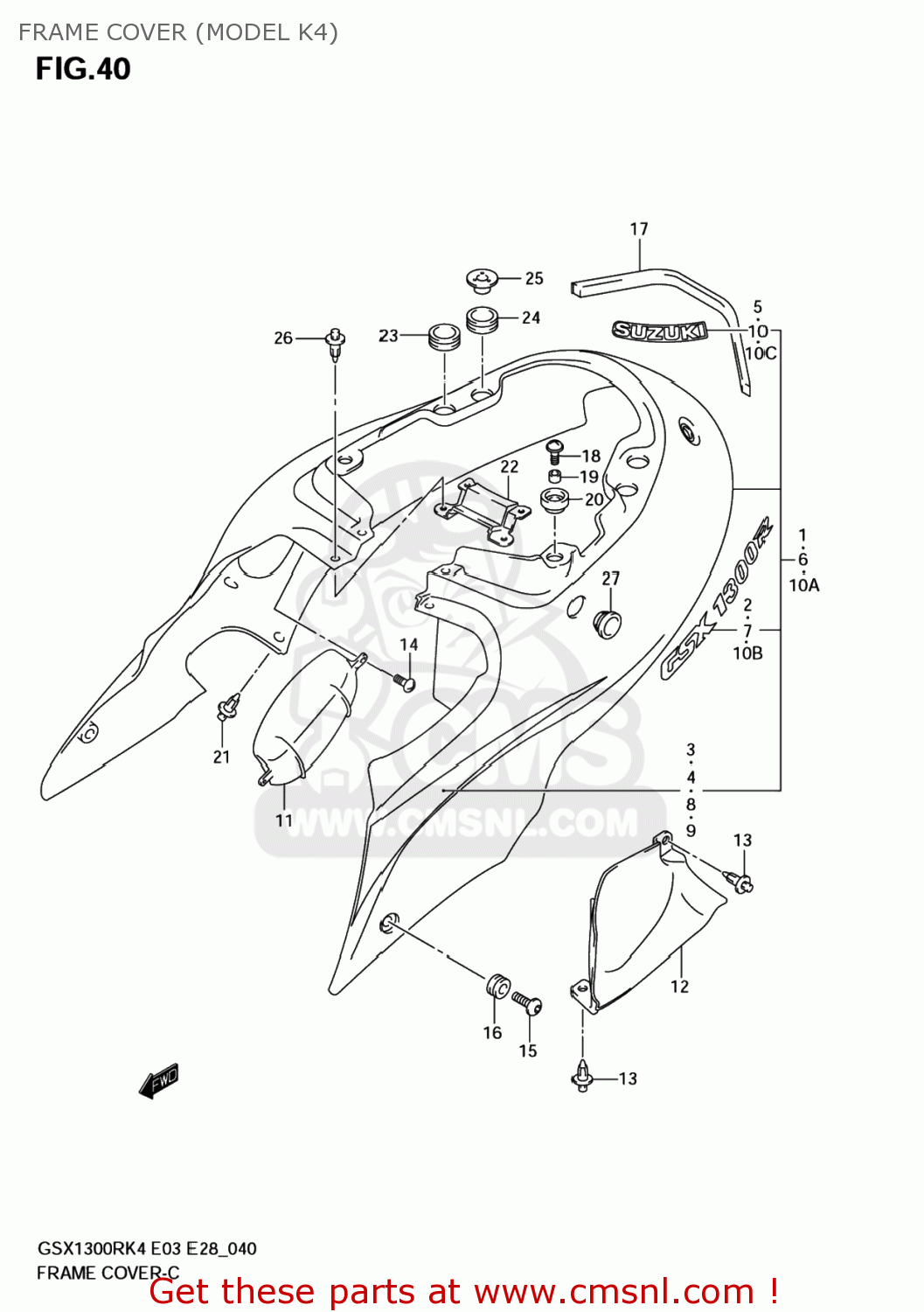 FRAME COVER (MODEL K4) GSX1300RZ HAYABUSA 2007 (K7) USA (E03)