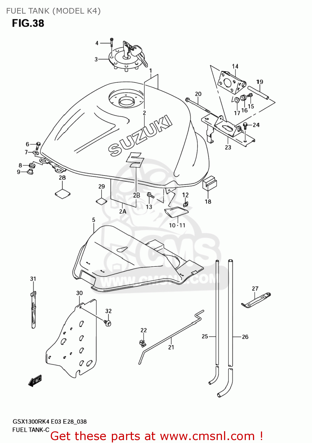 FUEL TANK (MODEL K4) GSX1300RZ HAYABUSA 2007 (K7) USA (E03)