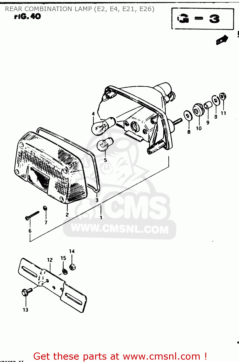 REAR COMBINATION LAMP (E2, E4, E21, E26) GSX250 1982 (Z) GENERAL EXPORT (E01)
