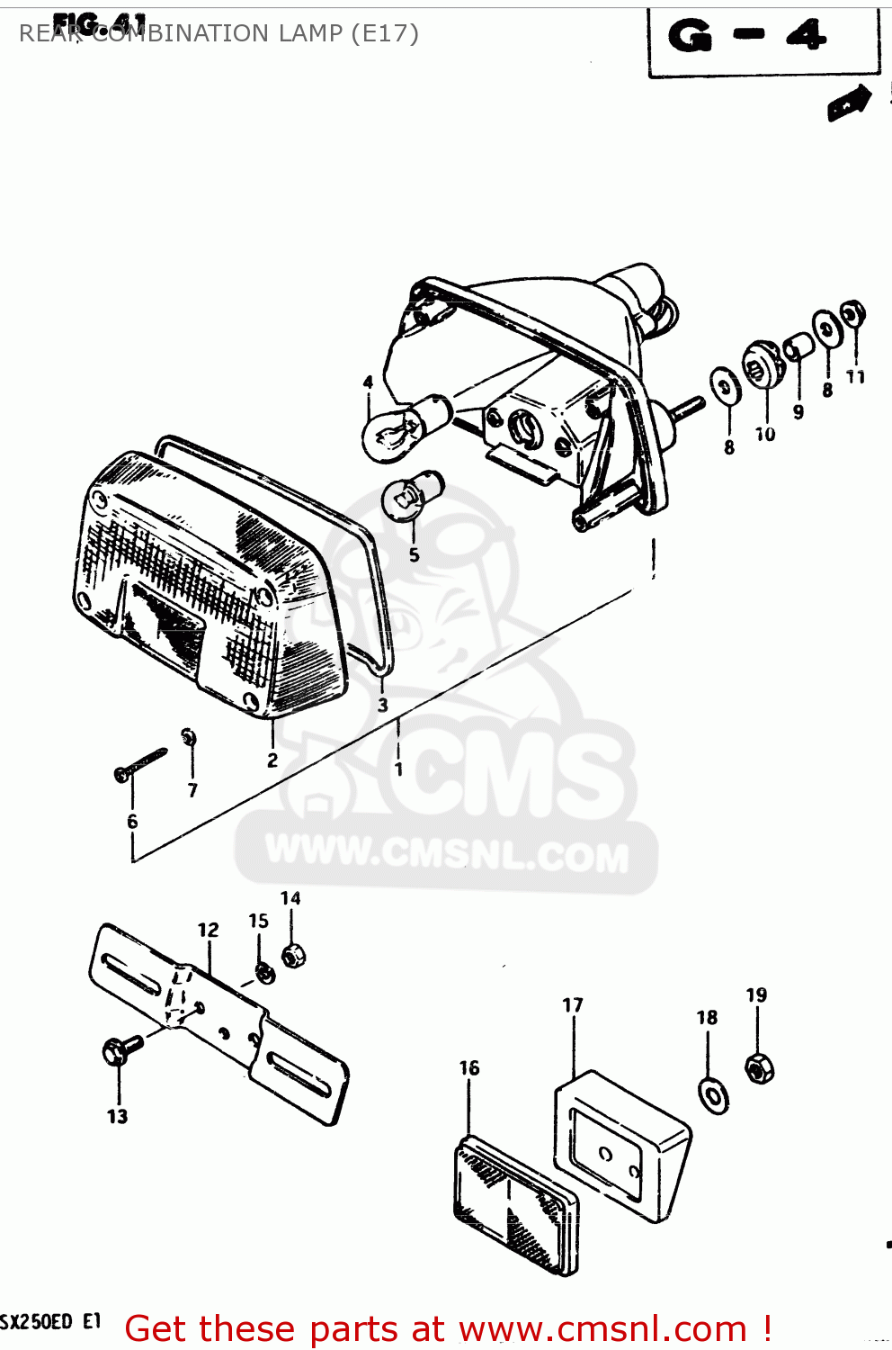REAR COMBINATION LAMP (E17) GSX250 1982 (Z) GENERAL EXPORT (E01)