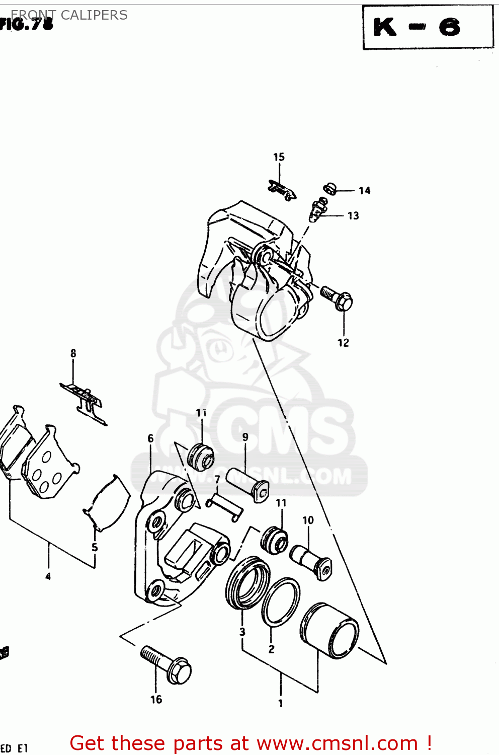 FRONT CALIPERS GSX250 1982 (Z) GENERAL EXPORT (E01)