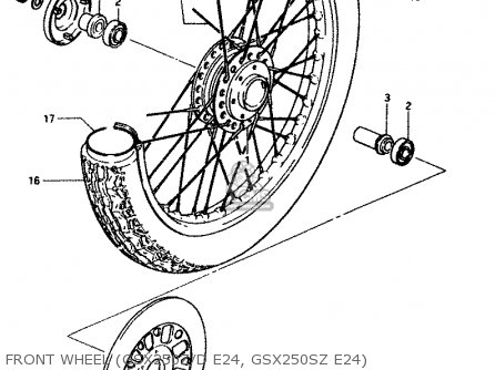 FRONT WHEEL (GSX250Z/D E24, GSX250SZ E24) - GSX250 1982 (Z) GENERAL EXPORT (E01)