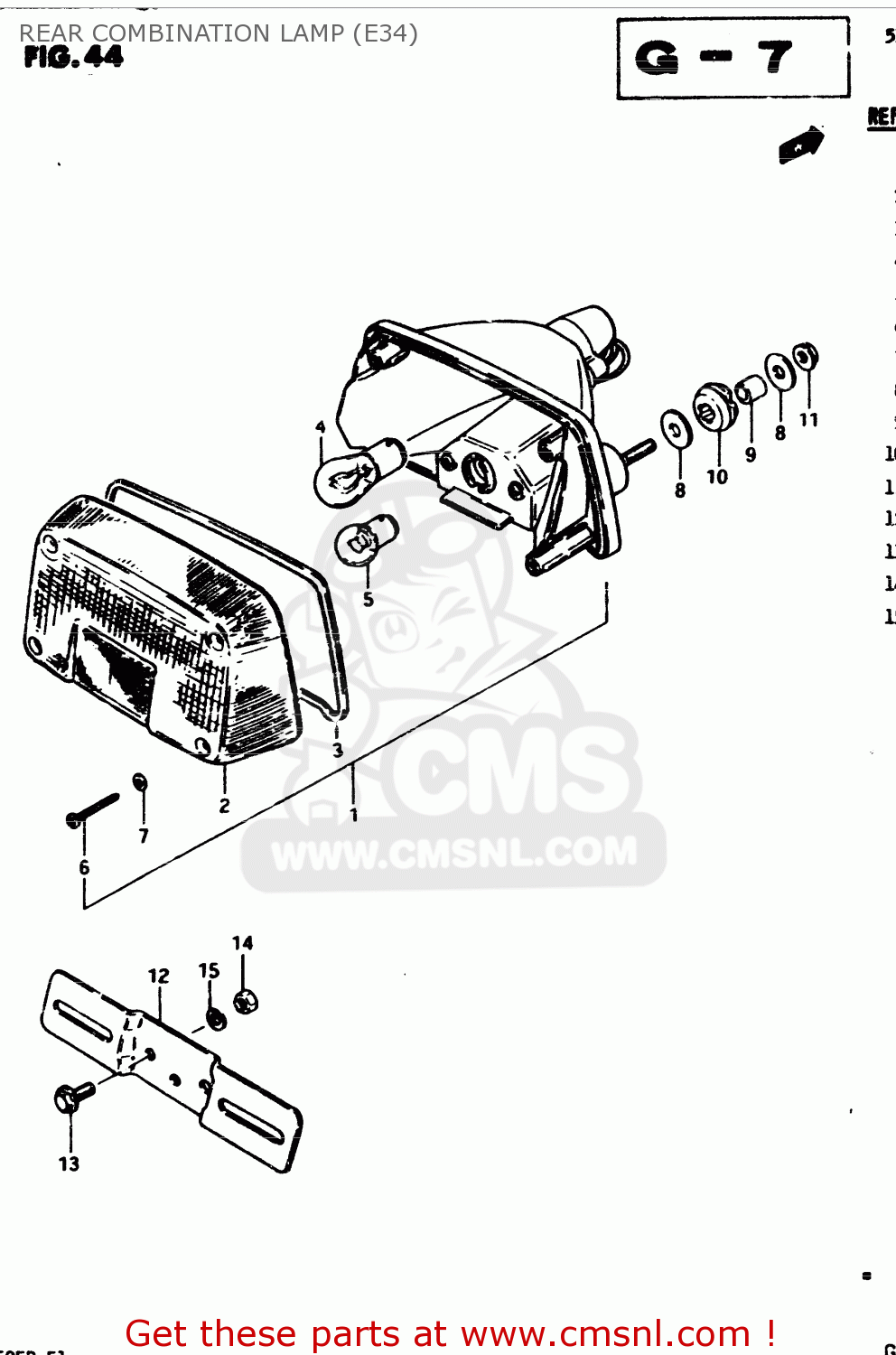 REAR COMBINATION LAMP (E34) GSX250 1983 (D) GENERAL EXPORT (E01)