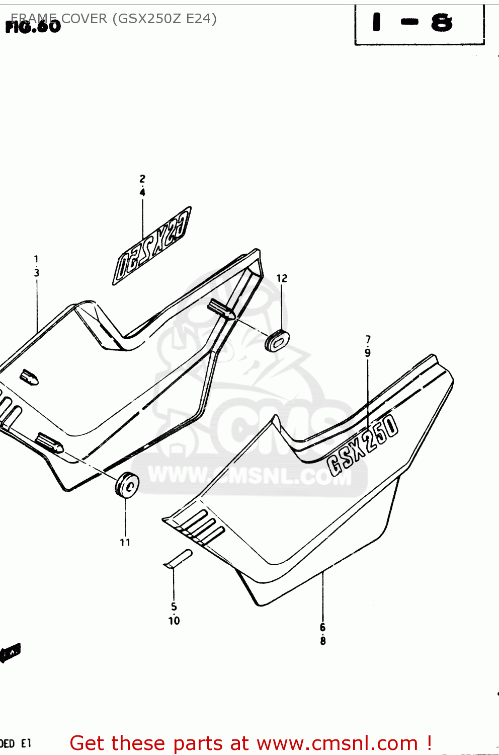 FRAME COVER (GSX250Z E24) GSX250 1983 (D) GENERAL EXPORT (E01)