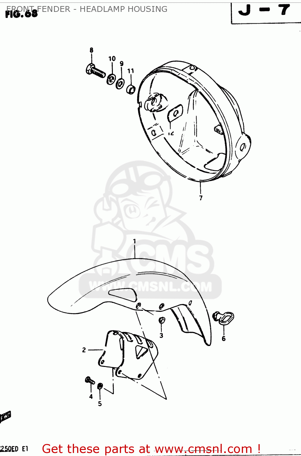 FRONT FENDER - HEADLAMP HOUSING GSX250 1983 (D) GENERAL EXPORT (E01)