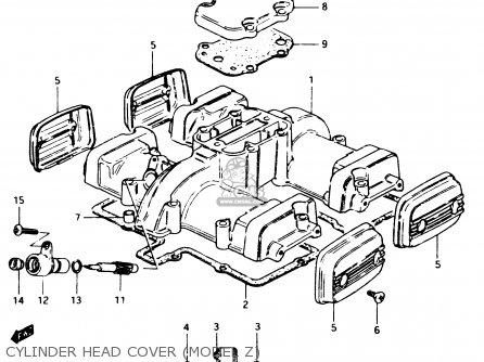 suzuki gsx250e 1982 (z) general export (e01) parts lists and schematicscylinder head cover (model z)
