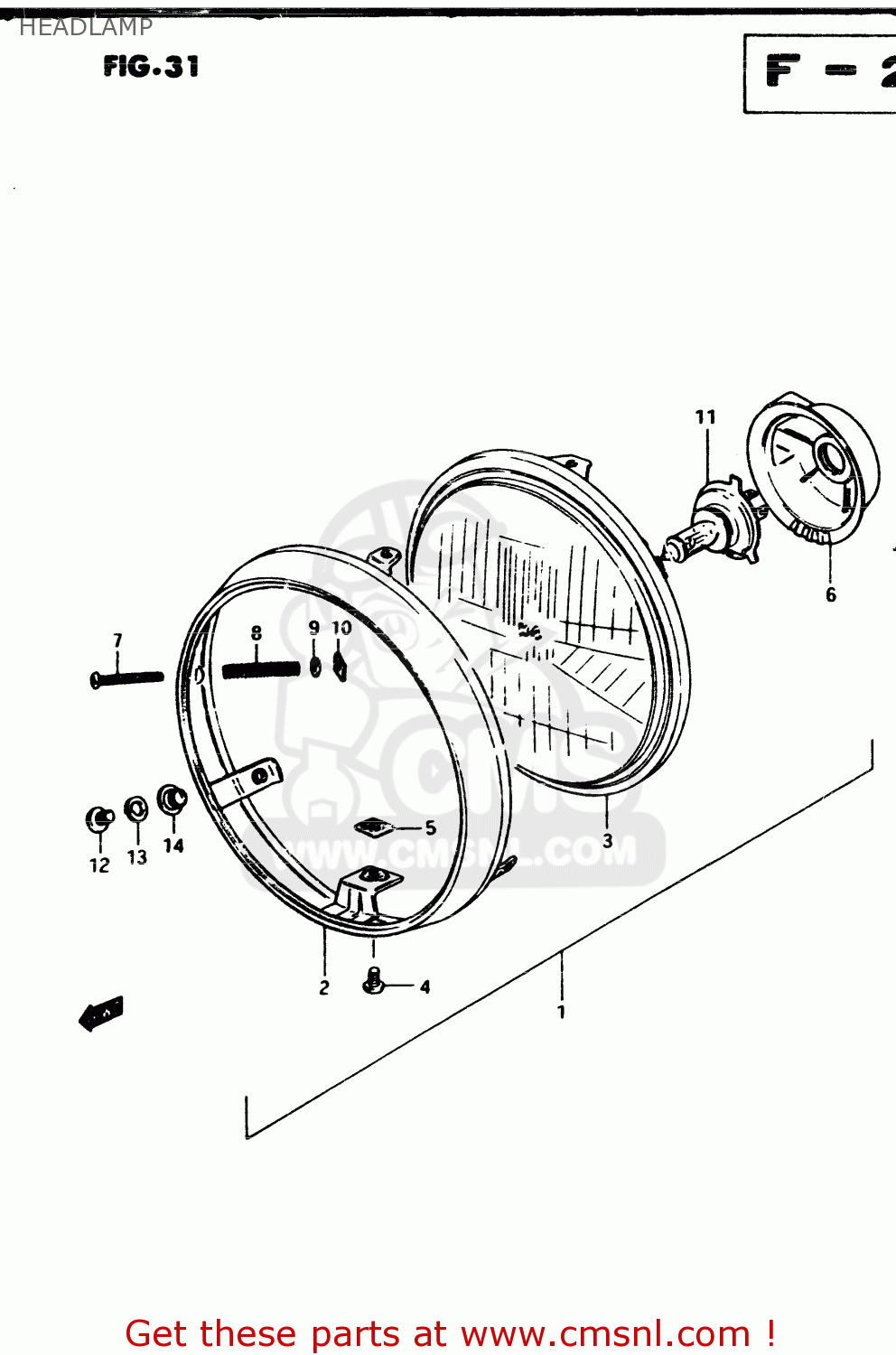 HEADLAMP GSX250E 1982 (Z) GENERAL EXPORT (E01)