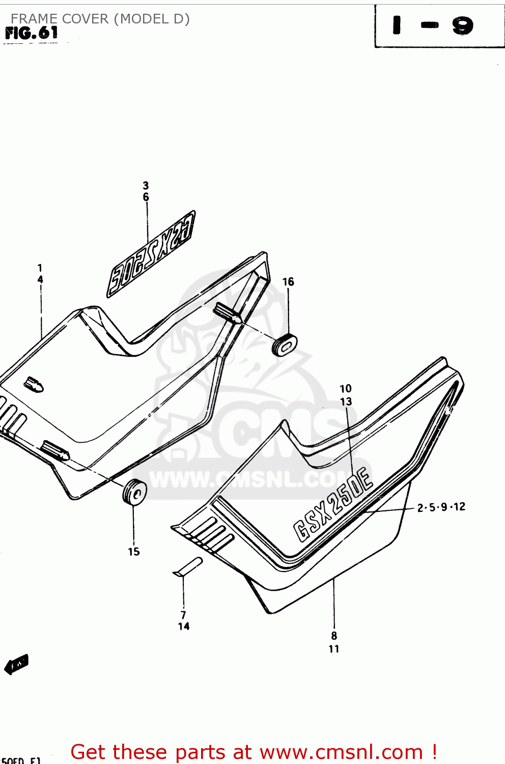 FRAME COVER (MODEL D) GSX250E 1982 (Z) GENERAL EXPORT (E01)
