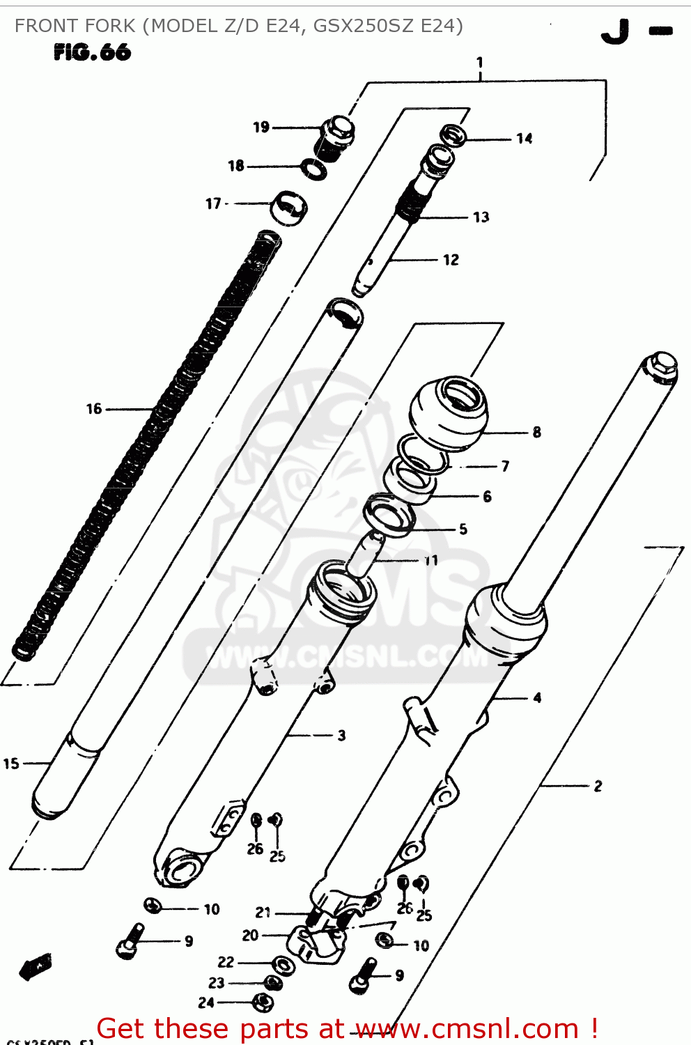 FRONT FORK (MODEL Z/D E24, GSX250SZ E24) GSX250E 1982 (Z) GENERAL EXPORT (E01)