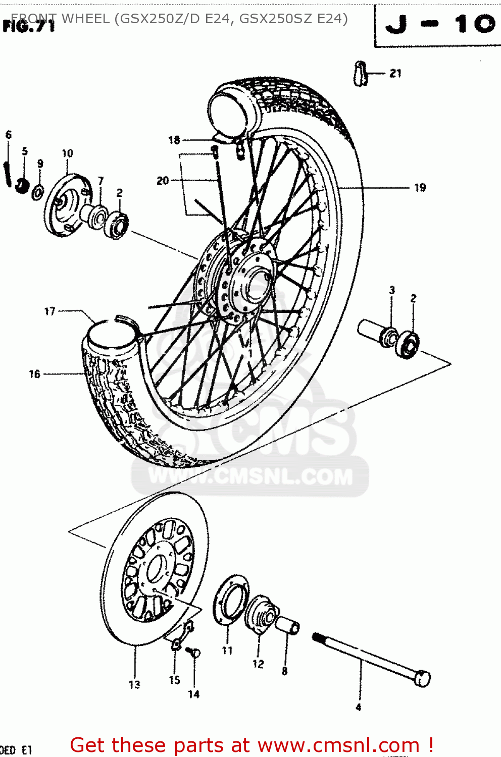 FRONT WHEEL (GSX250Z/D E24, GSX250SZ E24) GSX250E 1982 (Z) GENERAL EXPORT (E01)