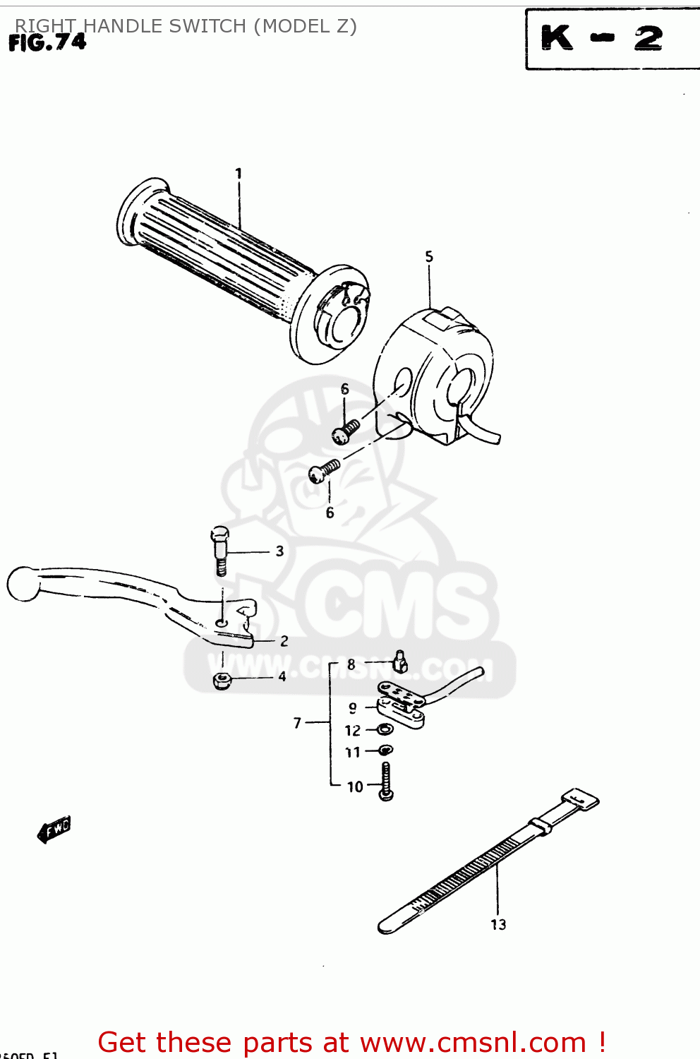 RIGHT HANDLE SWITCH (MODEL Z) GSX250E 1982 (Z) GENERAL EXPORT (E01)
