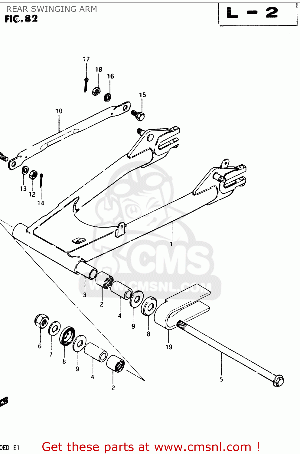 REAR SWINGING ARM GSX250E 1982 (Z) GENERAL EXPORT (E01)