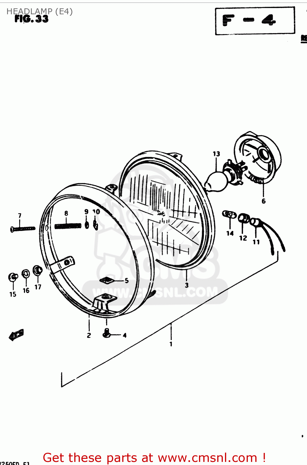 HEADLAMP (E4) GSX250E 1983 (D) GENERAL EXPORT (E01)