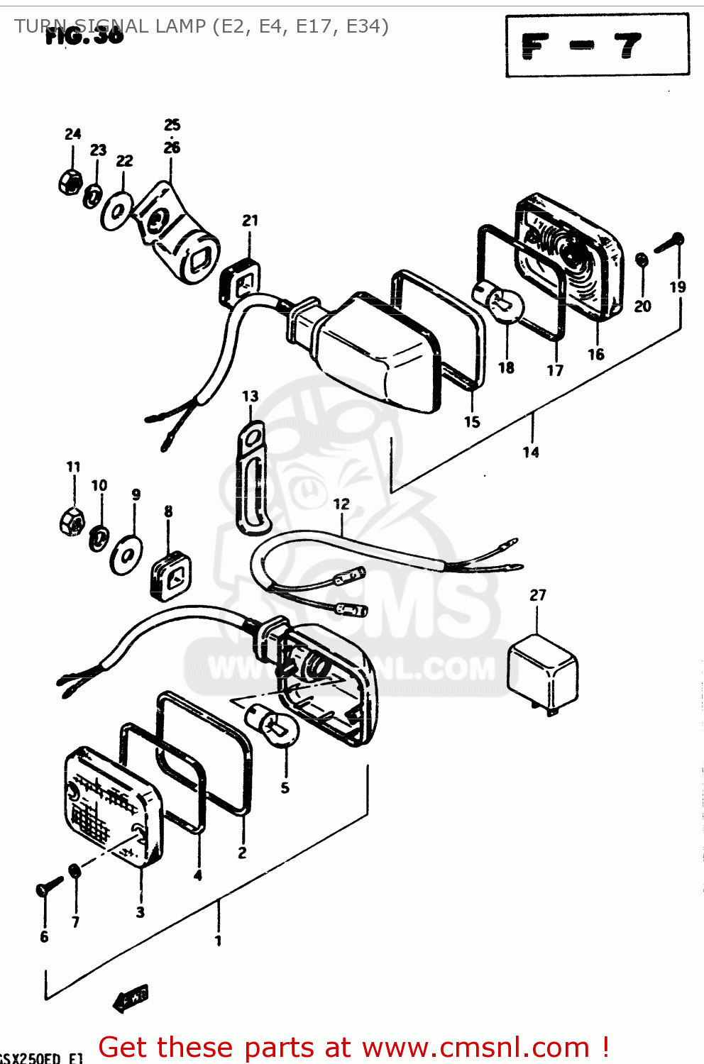 TURN SIGNAL LAMP (E2, E4, E17, E34) GSX250E 1983 (D) GENERAL EXPORT (E01)
