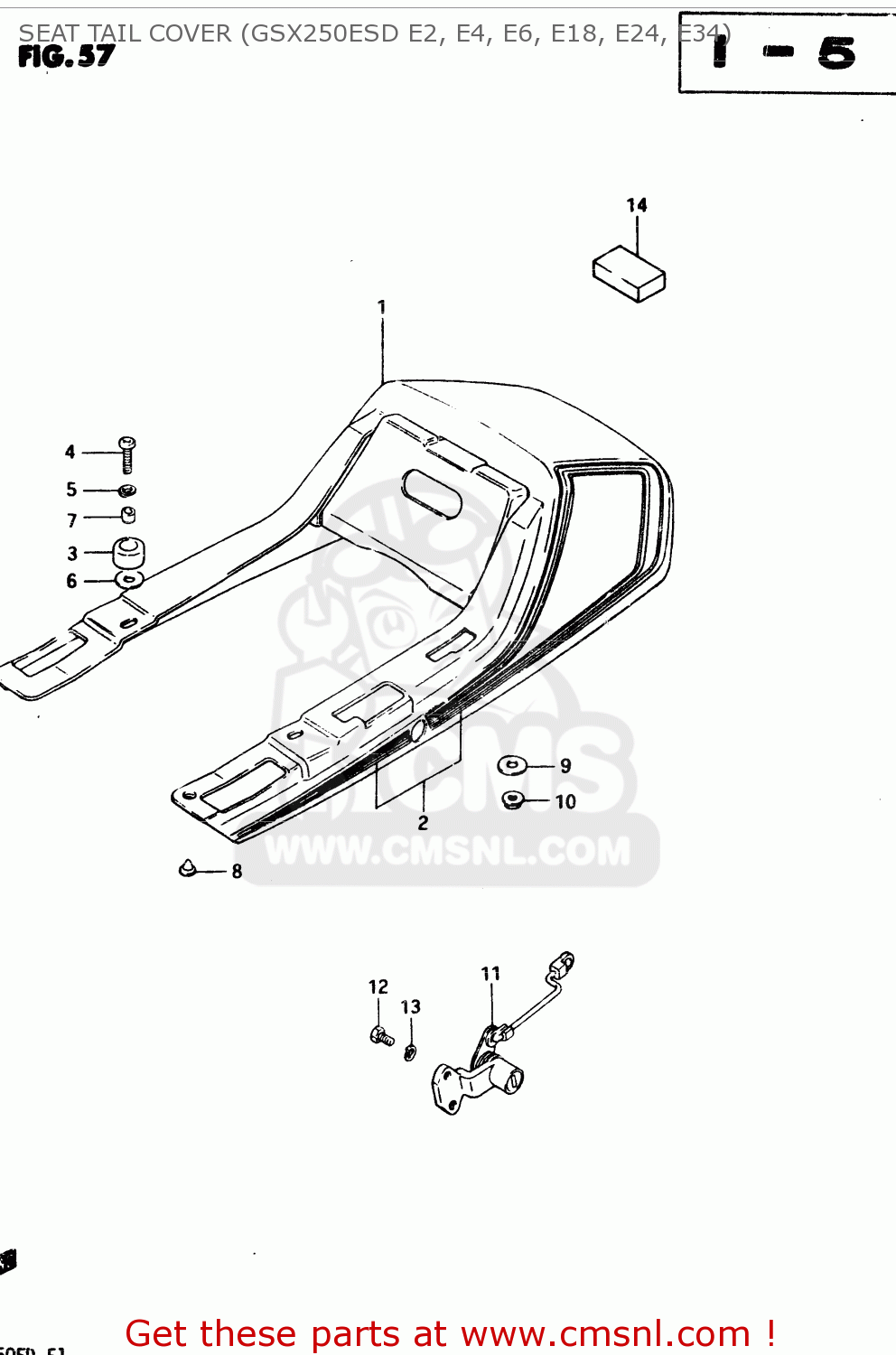SEAT TAIL COVER (GSX250ESD E2, E4, E6, E18, E24, E34) GSX250E 1983 (D) GENERAL EXPORT (E01)