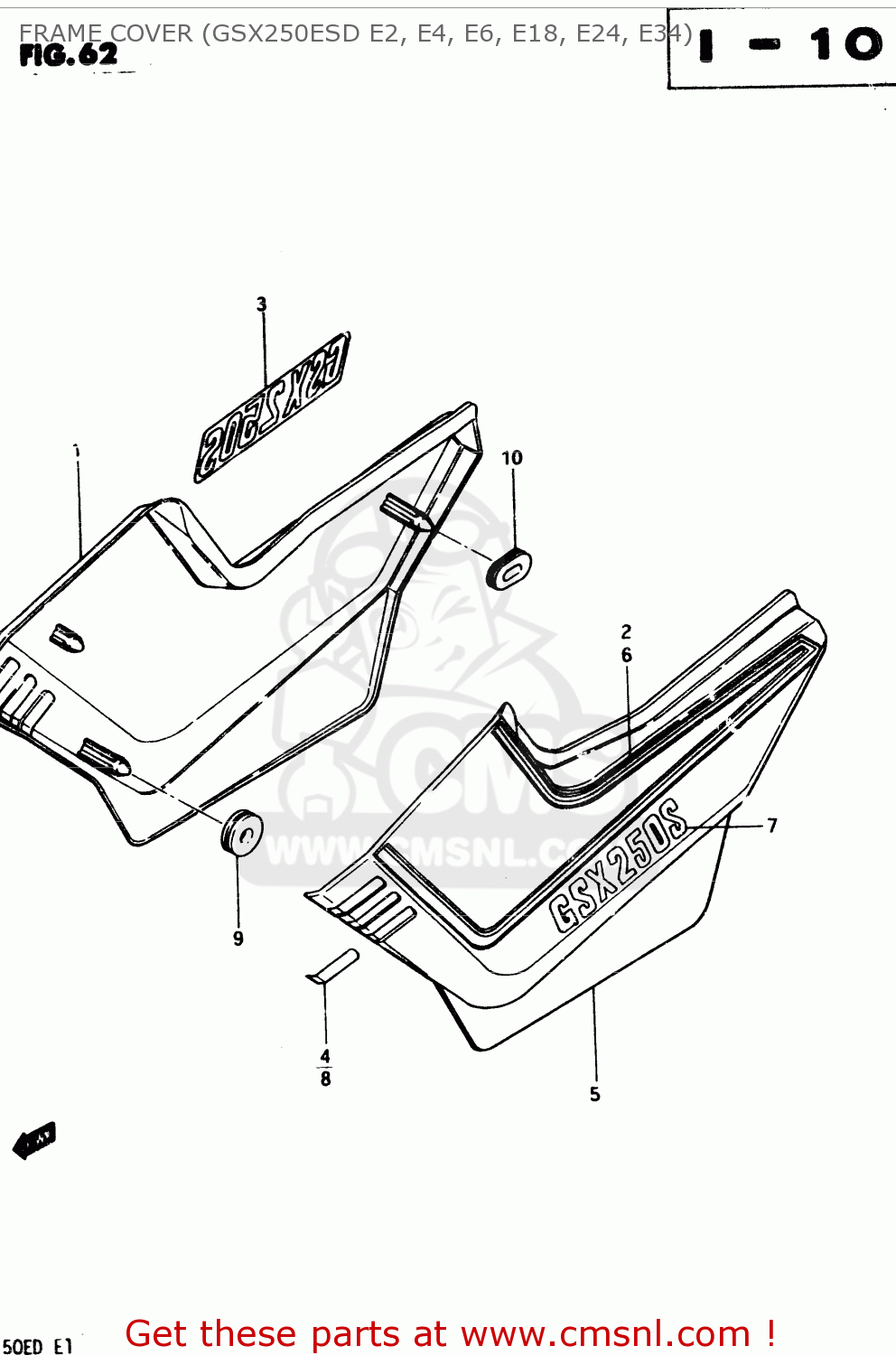 FRAME COVER (GSX250ESD E2, E4, E6, E18, E24, E34) GSX250E 1983 (D) GENERAL EXPORT (E01)