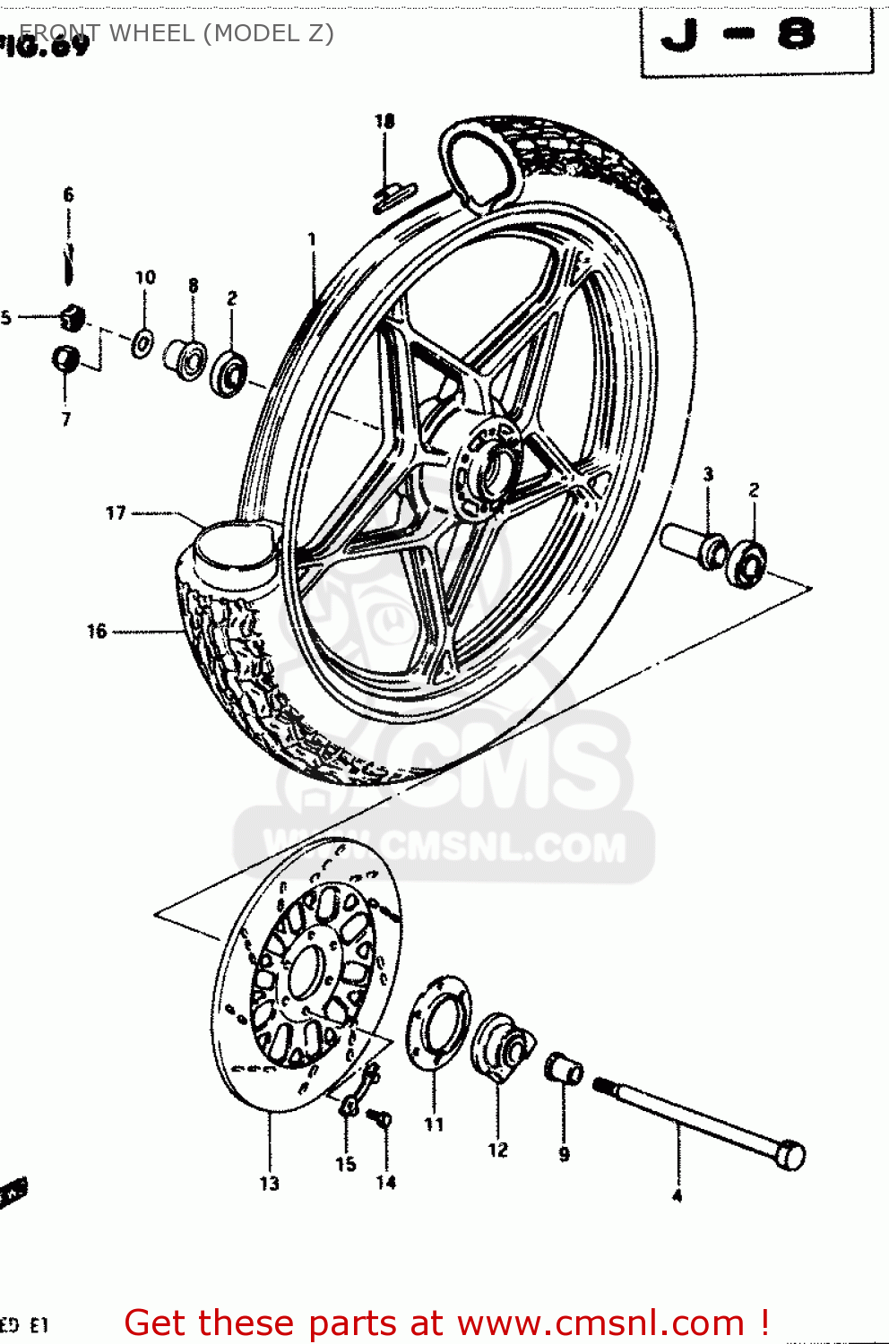 FRONT WHEEL (MODEL Z) GSX250E 1983 (D) GENERAL EXPORT (E01)