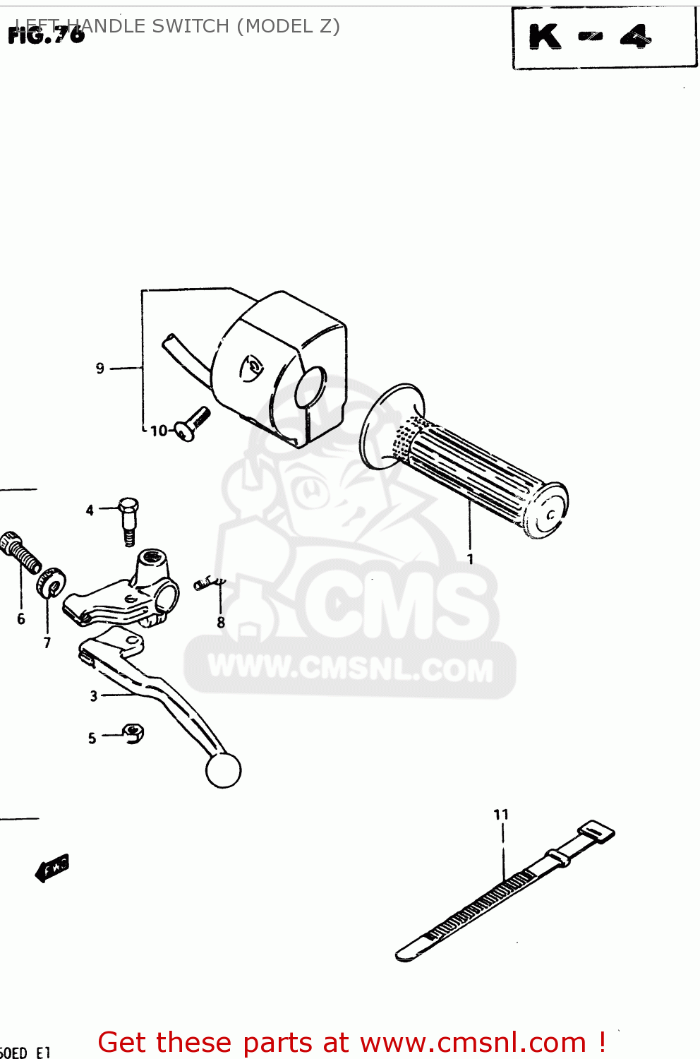 LEFT HANDLE SWITCH (MODEL Z) GSX250E 1983 (D) GENERAL EXPORT (E01)