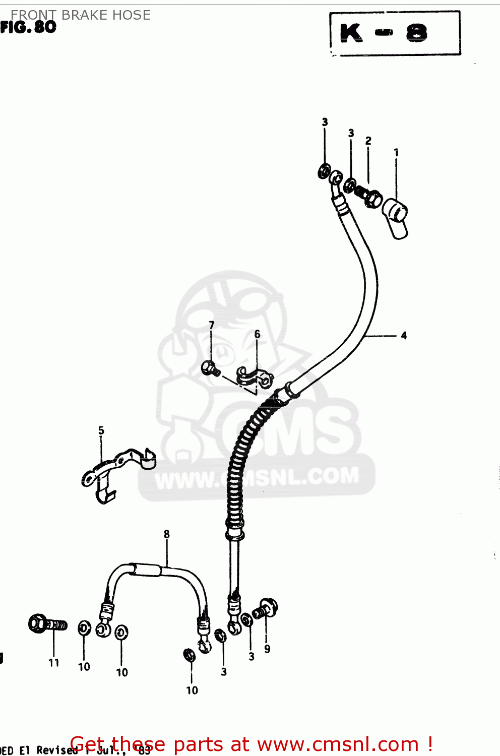 FRONT BRAKE HOSE GSX250E 1983 (D) GENERAL EXPORT (E01)