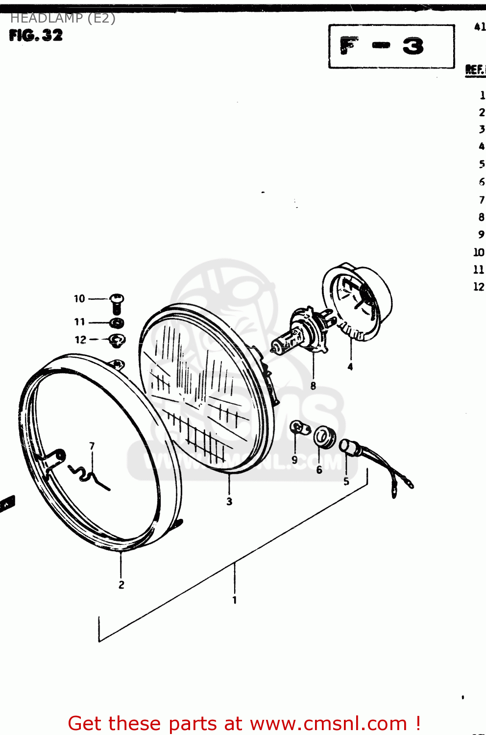HEADLAMP (E2) GSX250ES 1982 (Z) GENERAL EXPORT (E01)
