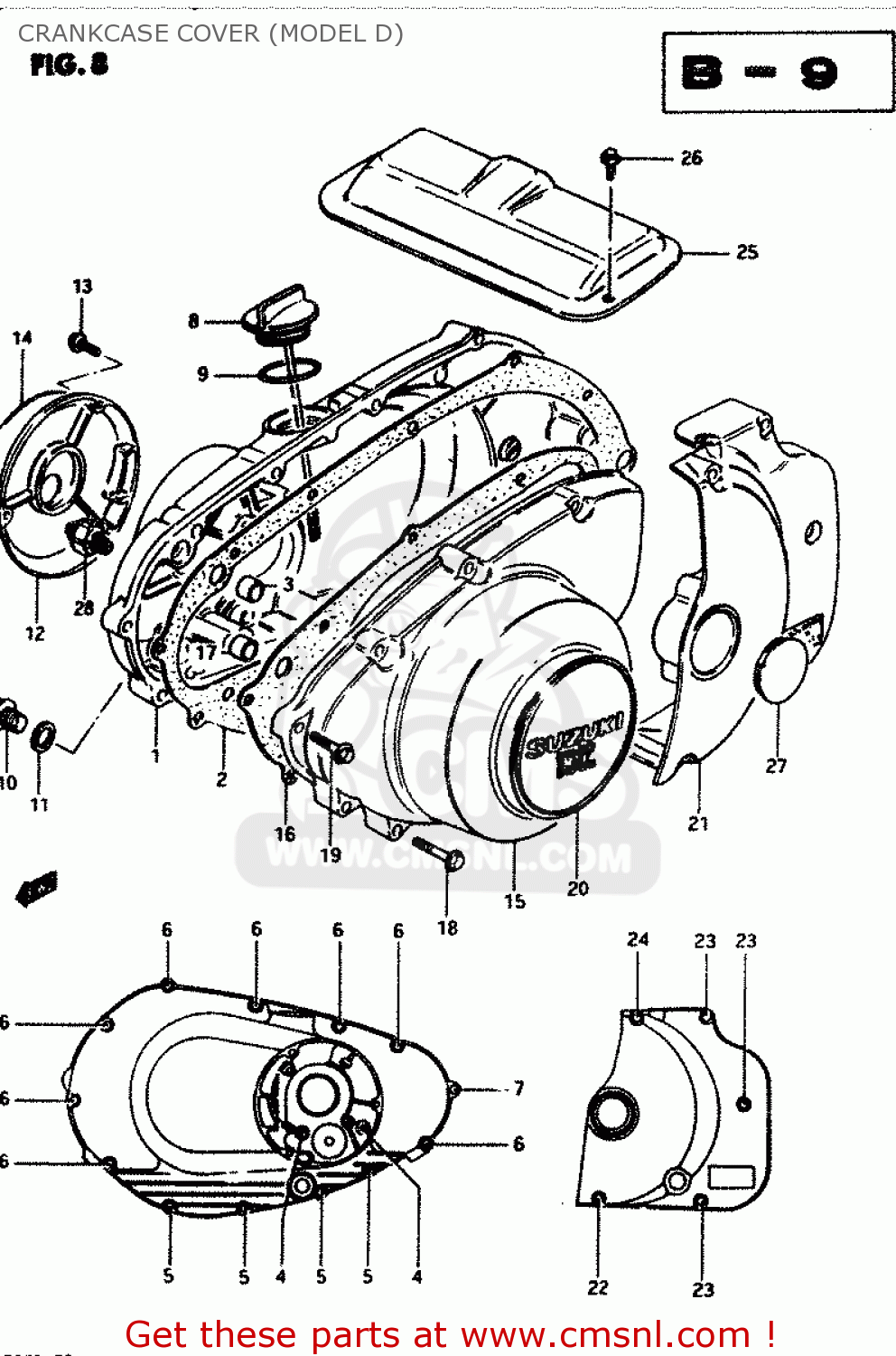 CRANKCASE COVER (MODEL D) GSX250ES 1982 (Z) GENERAL EXPORT (E01)