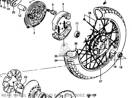 REAR WHEEL (GSX250Z/D E24, GSX250SZ E24) - GSX250ES 1982 (Z) GENERAL EXPORT (E01)