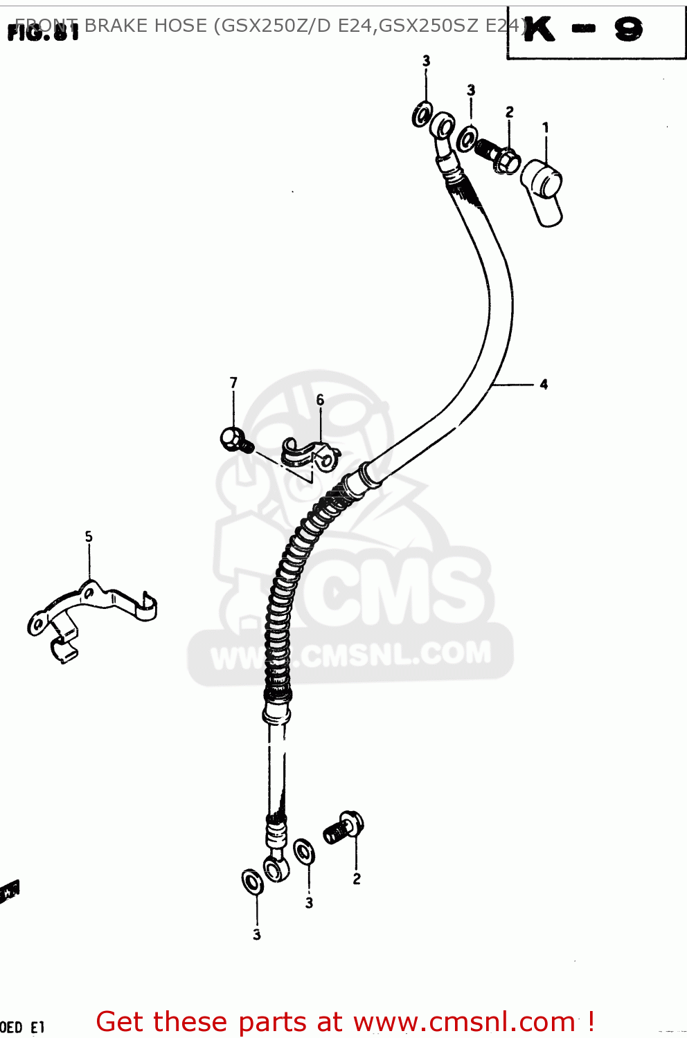 FRONT BRAKE HOSE (GSX250Z/D E24,GSX250SZ E24) GSX250ES 1983 (D) GENERAL EXPORT (E01)