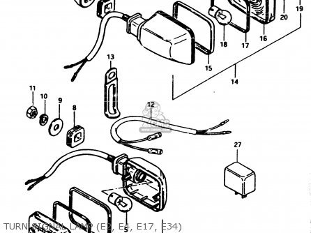 TURN SIGNAL LAMP (E2, E4, E17, E34) - GSX250ES 1983 (D) GENERAL EXPORT (E01)