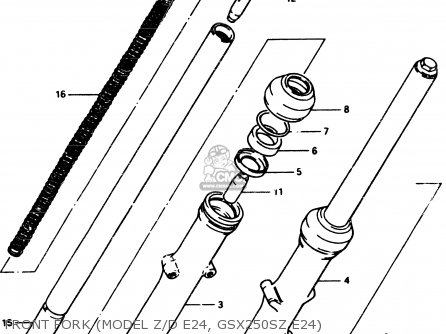 FRONT FORK (MODEL Z/D E24, GSX250SZ E24) - GSX250ES 1983 (D) GENERAL EXPORT (E01)