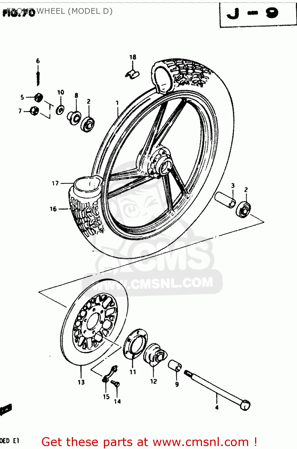 FRONT WHEEL (MODEL D) GSX250S 1982 (Z) GENERAL EXPORT (E01)