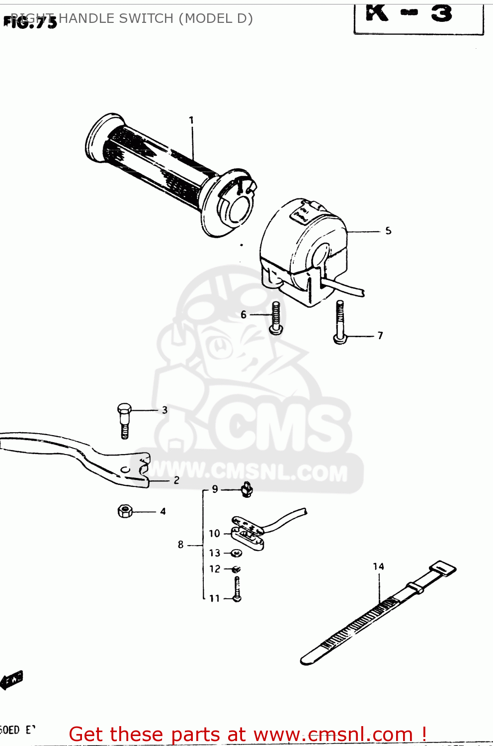 RIGHT HANDLE SWITCH (MODEL D) GSX250S 1982 (Z) GENERAL EXPORT (E01)