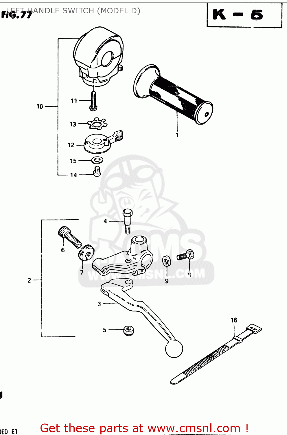 LEFT HANDLE SWITCH (MODEL D) GSX250S 1982 (Z) GENERAL EXPORT (E01)