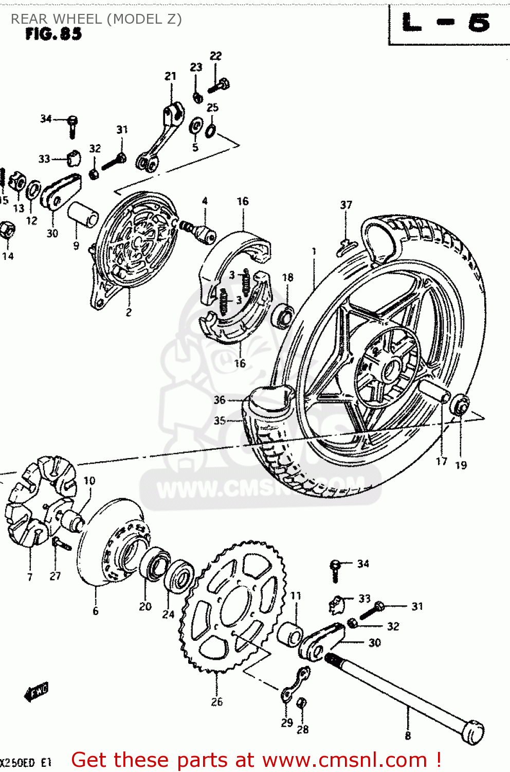 REAR WHEEL (MODEL Z) GSX250S 1982 (Z) GENERAL EXPORT (E01)