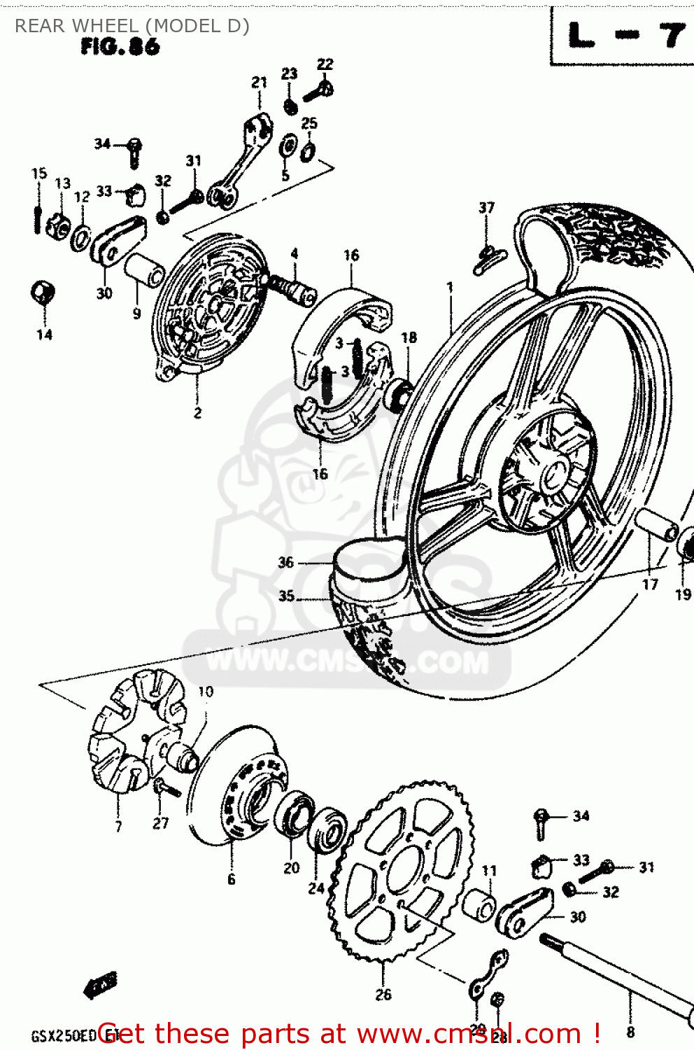 REAR WHEEL (MODEL D) GSX250S 1982 (Z) GENERAL EXPORT (E01)