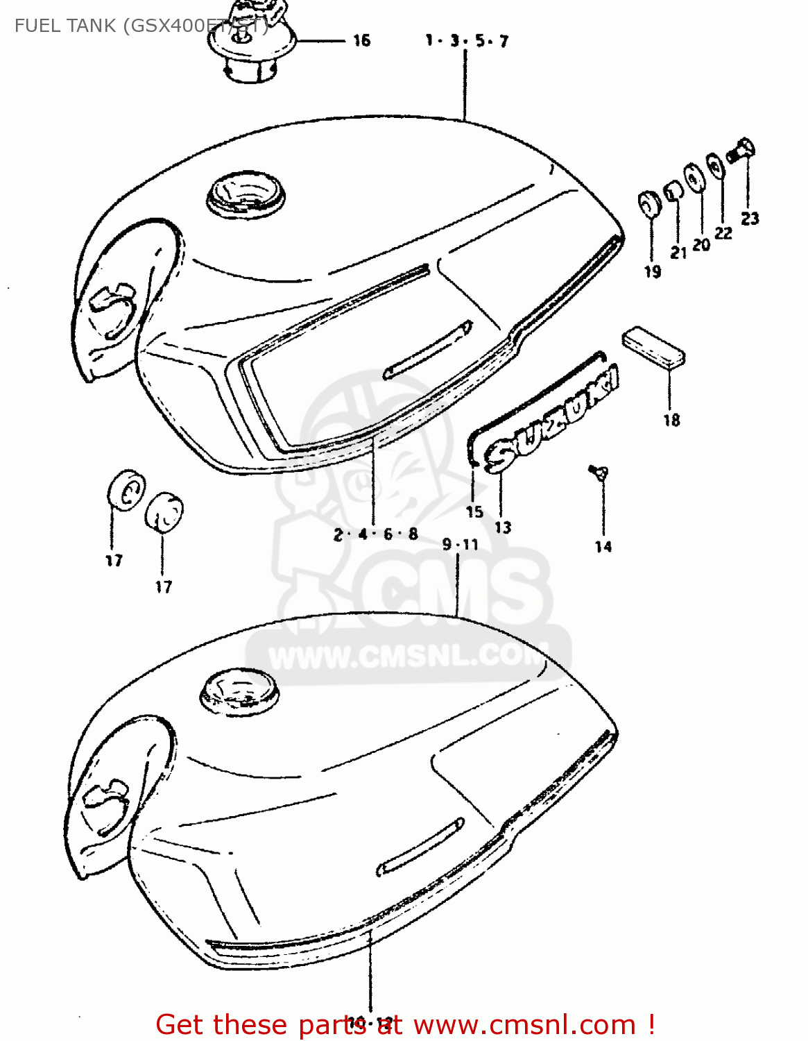 FUEL TANK (GSX400ET/ST) GSX400E 1980 (T) (E02 E04 E22 E24)