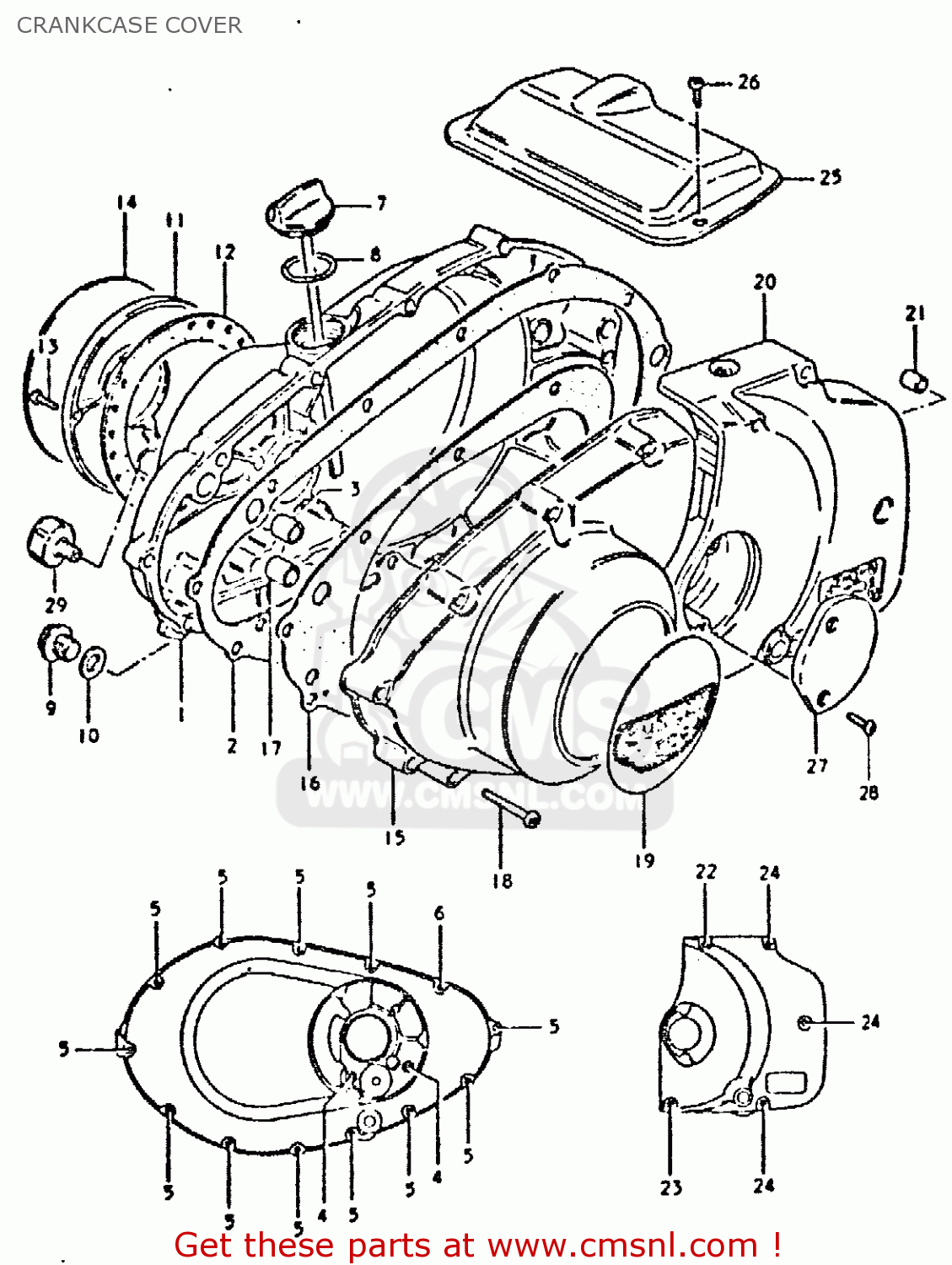 CRANKCASE COVER GSX400E 1980 (T) (E02 E04 E22 E24)