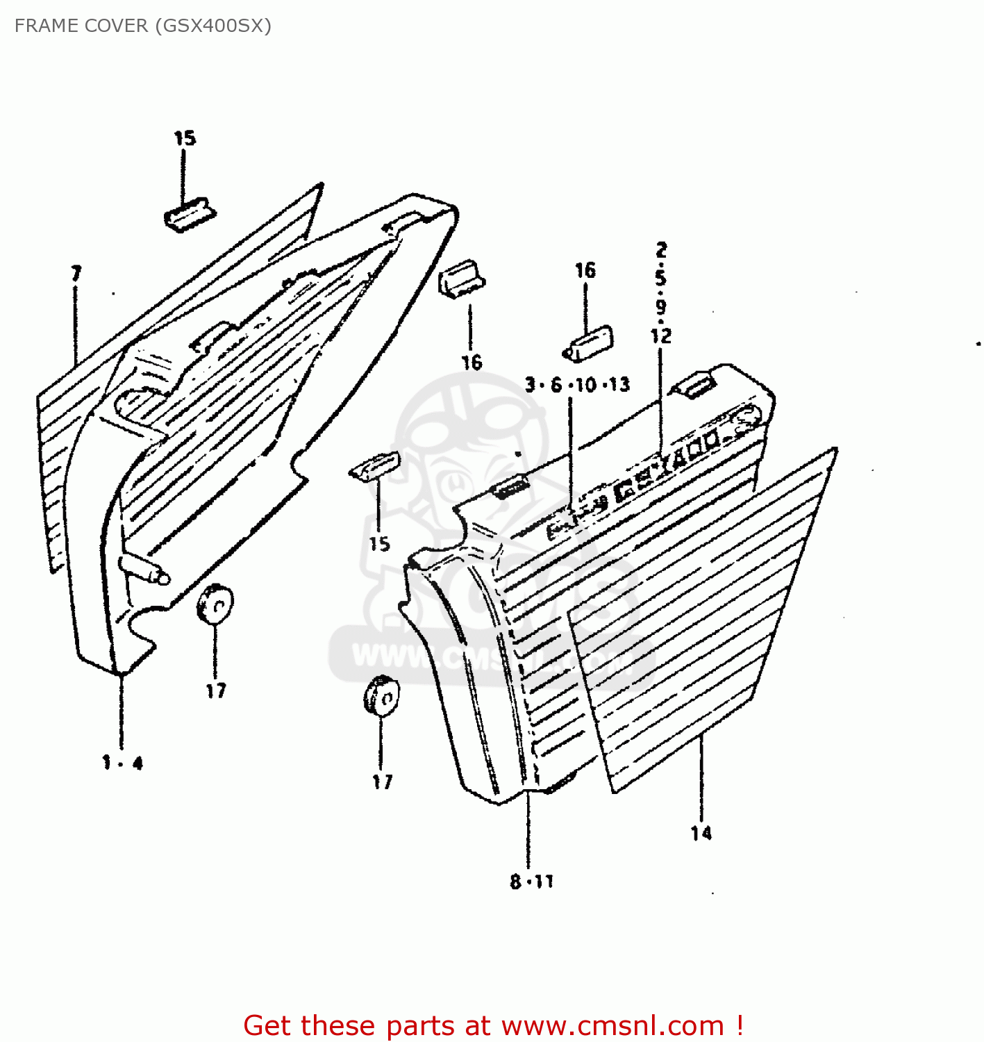 FRAME COVER (GSX400SX) GSX400E 1980 (T) (E02 E04 E22 E24)