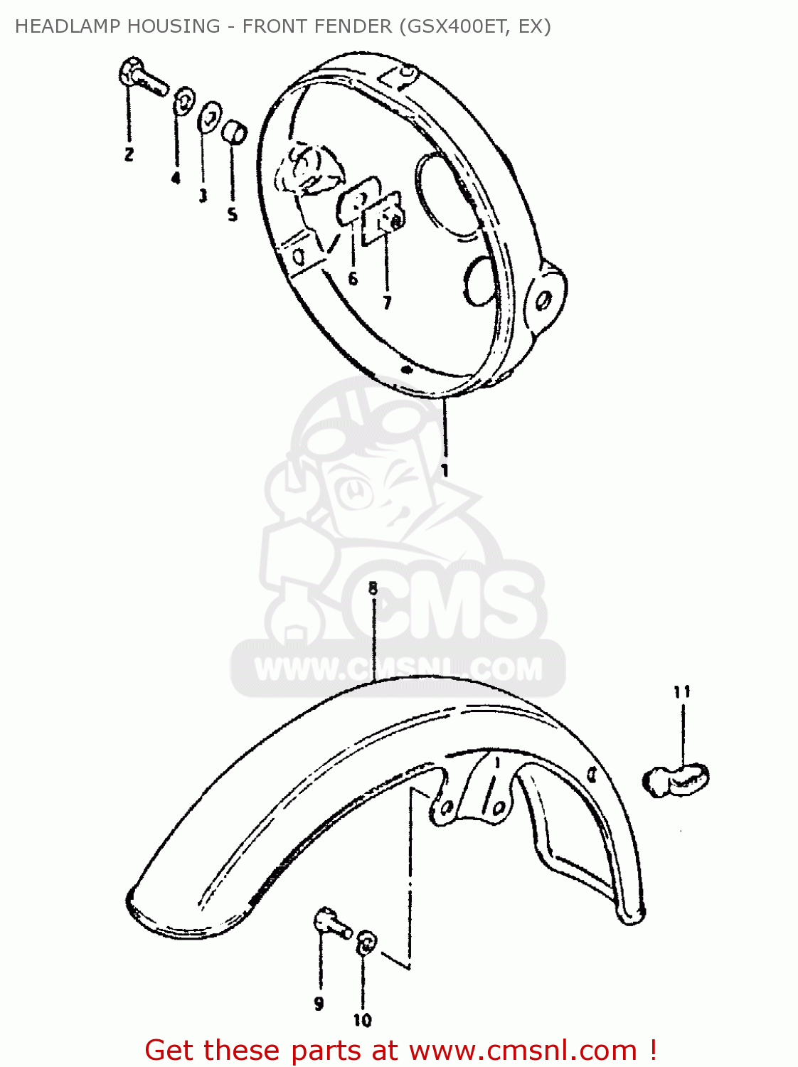 HEADLAMP HOUSING - FRONT FENDER (GSX400ET, EX) GSX400E 1980 (T) (E02 E04 E22 E24)