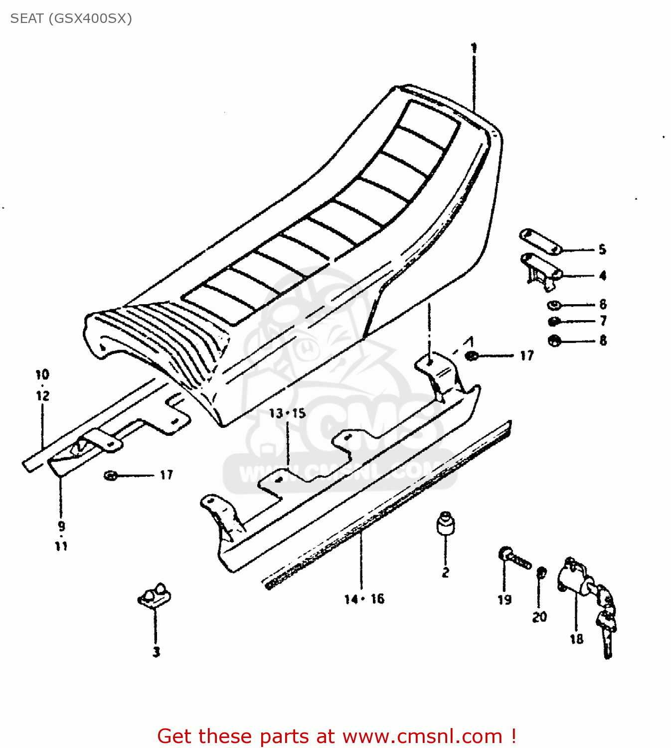 SEAT (GSX400SX) GSX400E 1981 (X) (E02 E04 E16 E22 E24 E26)