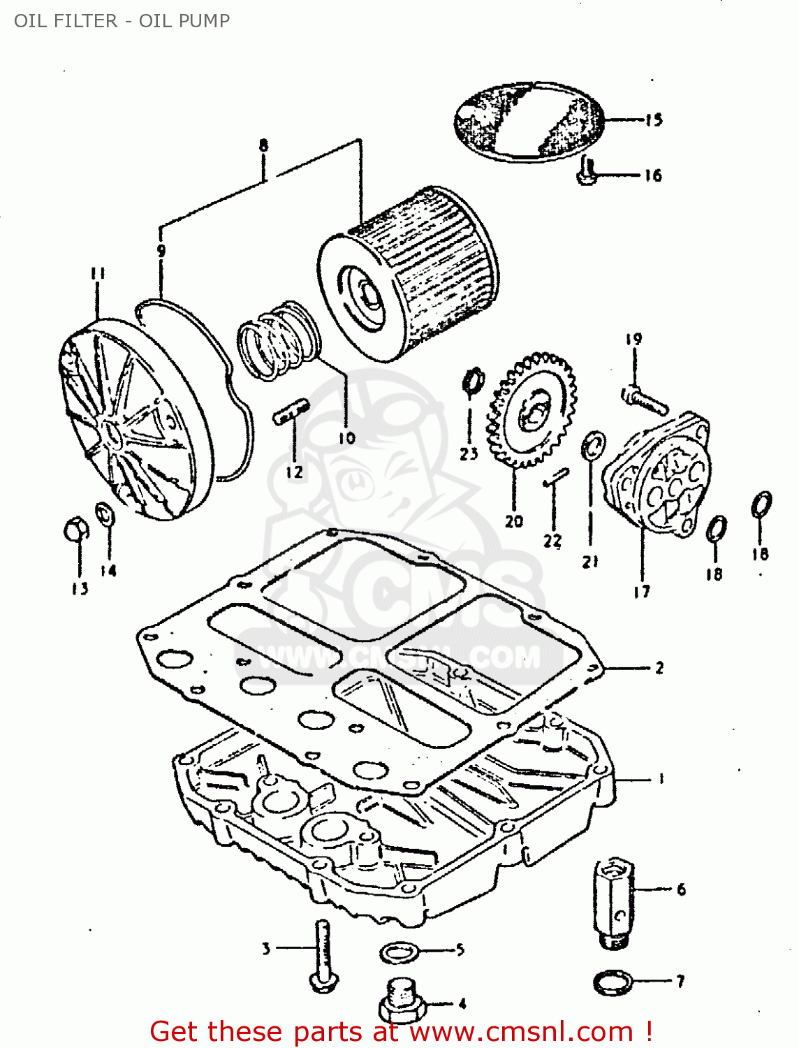 OIL FILTER - OIL PUMP GSX400E 1981 (X) (E02 E04 E16 E22 E24 E26)