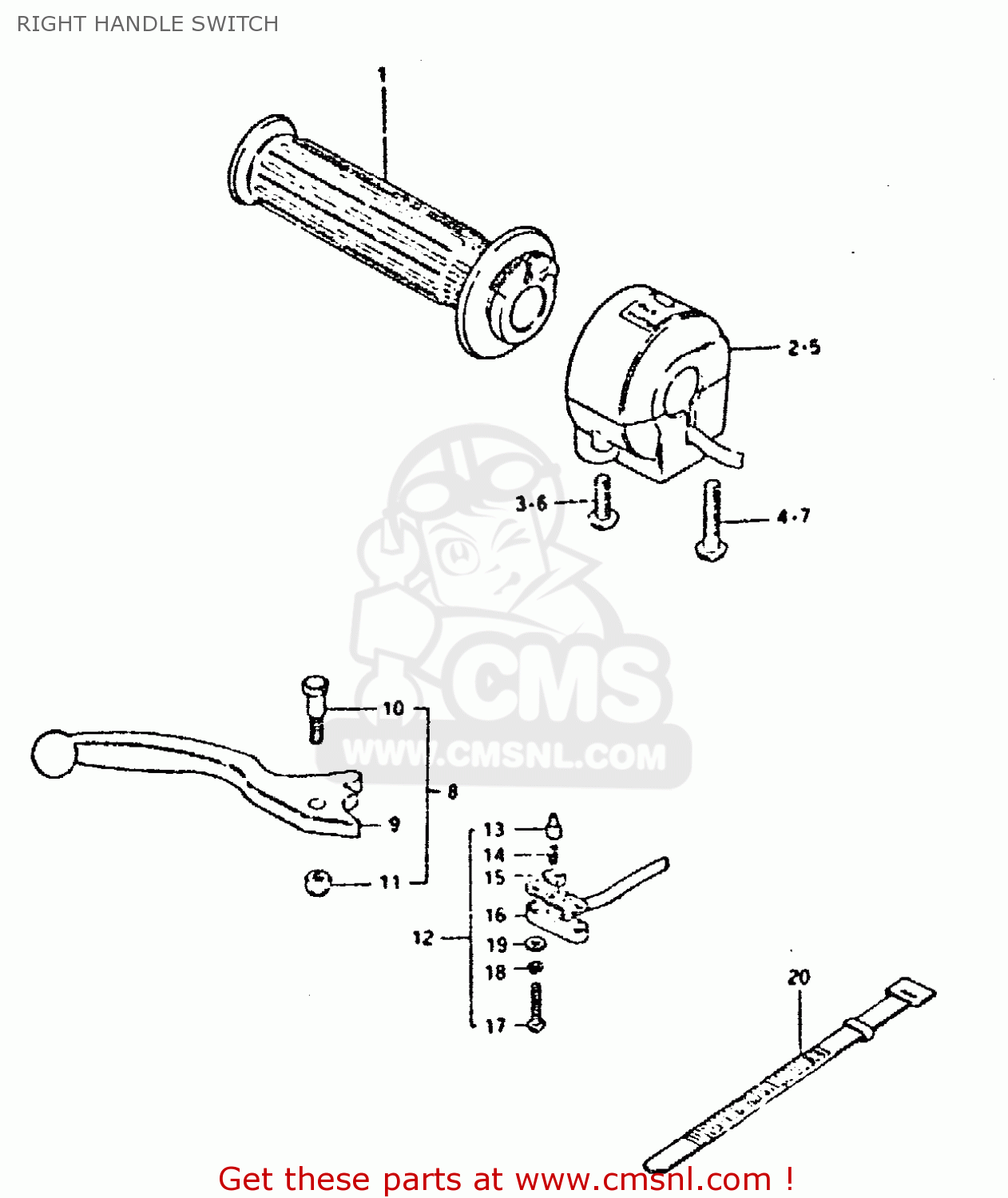 RIGHT HANDLE SWITCH GSX400E 1981 (X) (E02 E04 E16 E22 E24 E26)