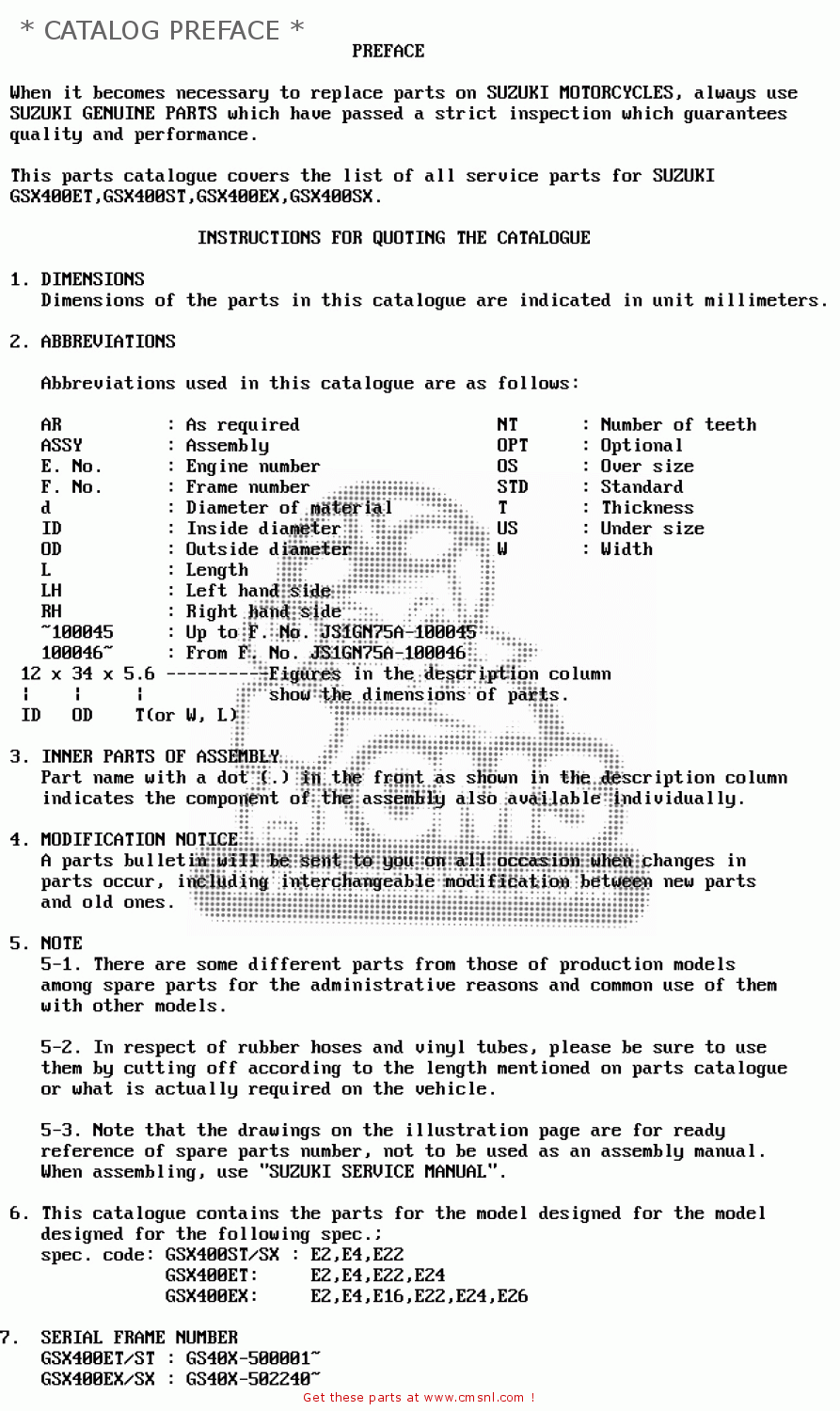 * CATALOG PREFACE * GSX400E 1981 (X) (E02 E04 E16 E22 E24 E26)