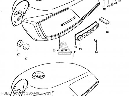 FUEL TANK (GSX400ET/ST) - GSX400E 1981 (X) (E02 E04 E16 E22 E24 E26)