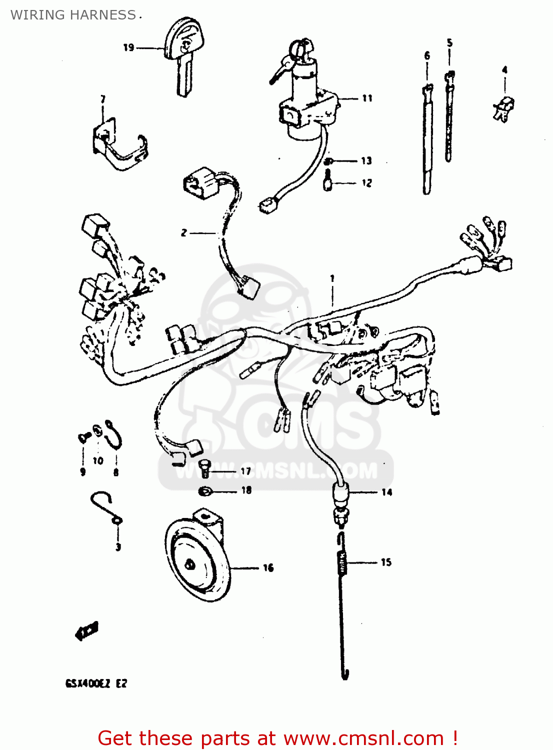 Suzuki GSX400E 1982 (Z) (E02 E04 E16 E17 E22 E24 E26) WIRING HARNESS ...