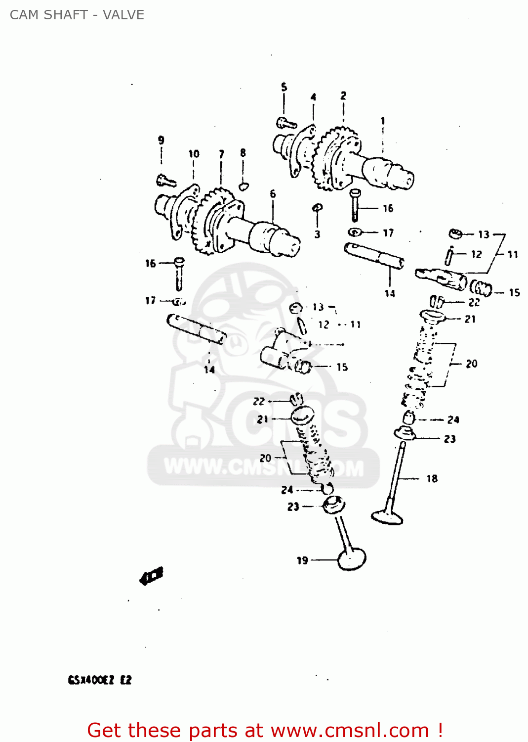 CAM SHAFT - VALVE GSX400E 1982 (Z) (E02 E04 E16 E17 E22 E24 E26)