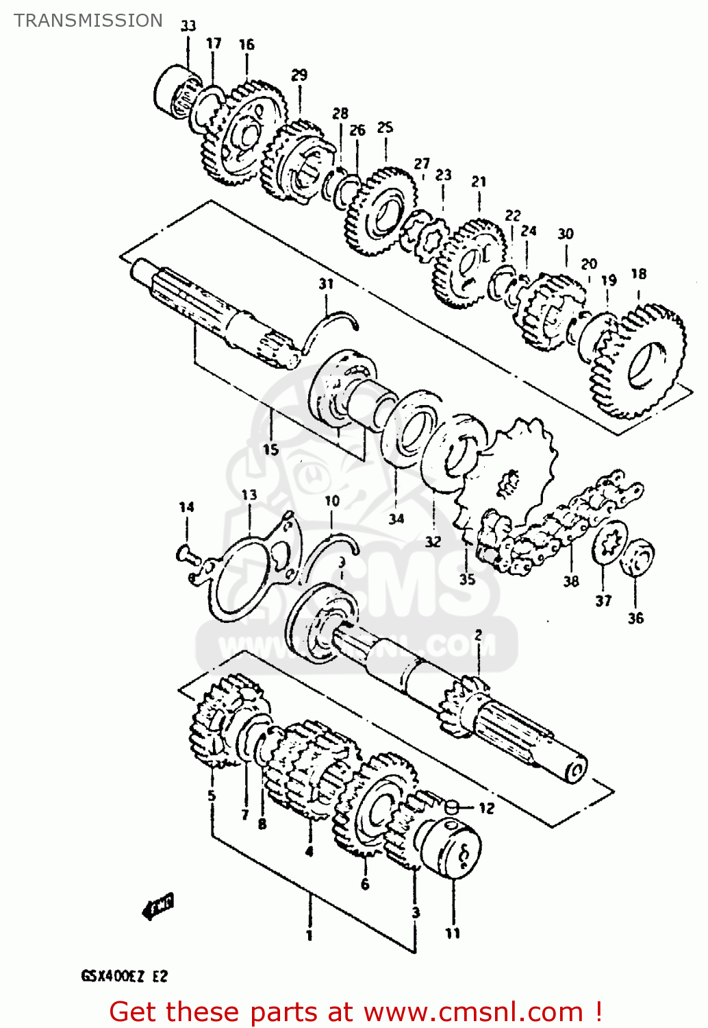 TRANSMISSION GSX400E 1982 (Z) (E02 E04 E16 E17 E22 E24 E26)