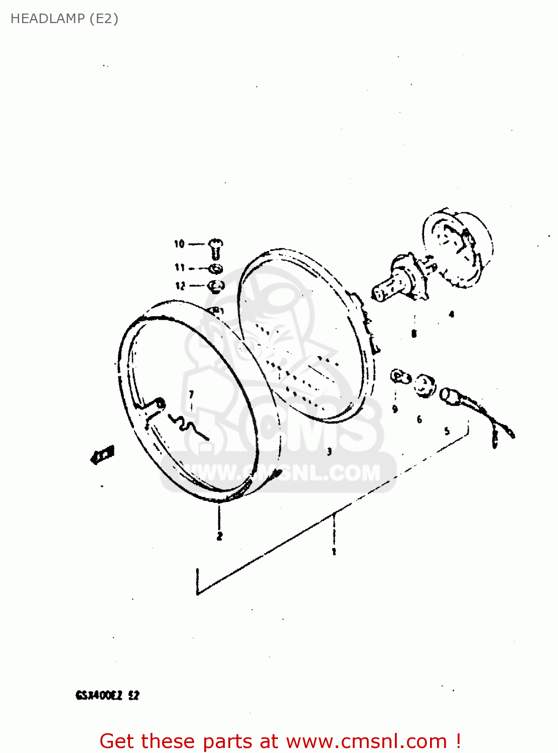 HEADLAMP (E2) GSX400E 1982 (Z) (E02 E04 E16 E17 E22 E24 E26)