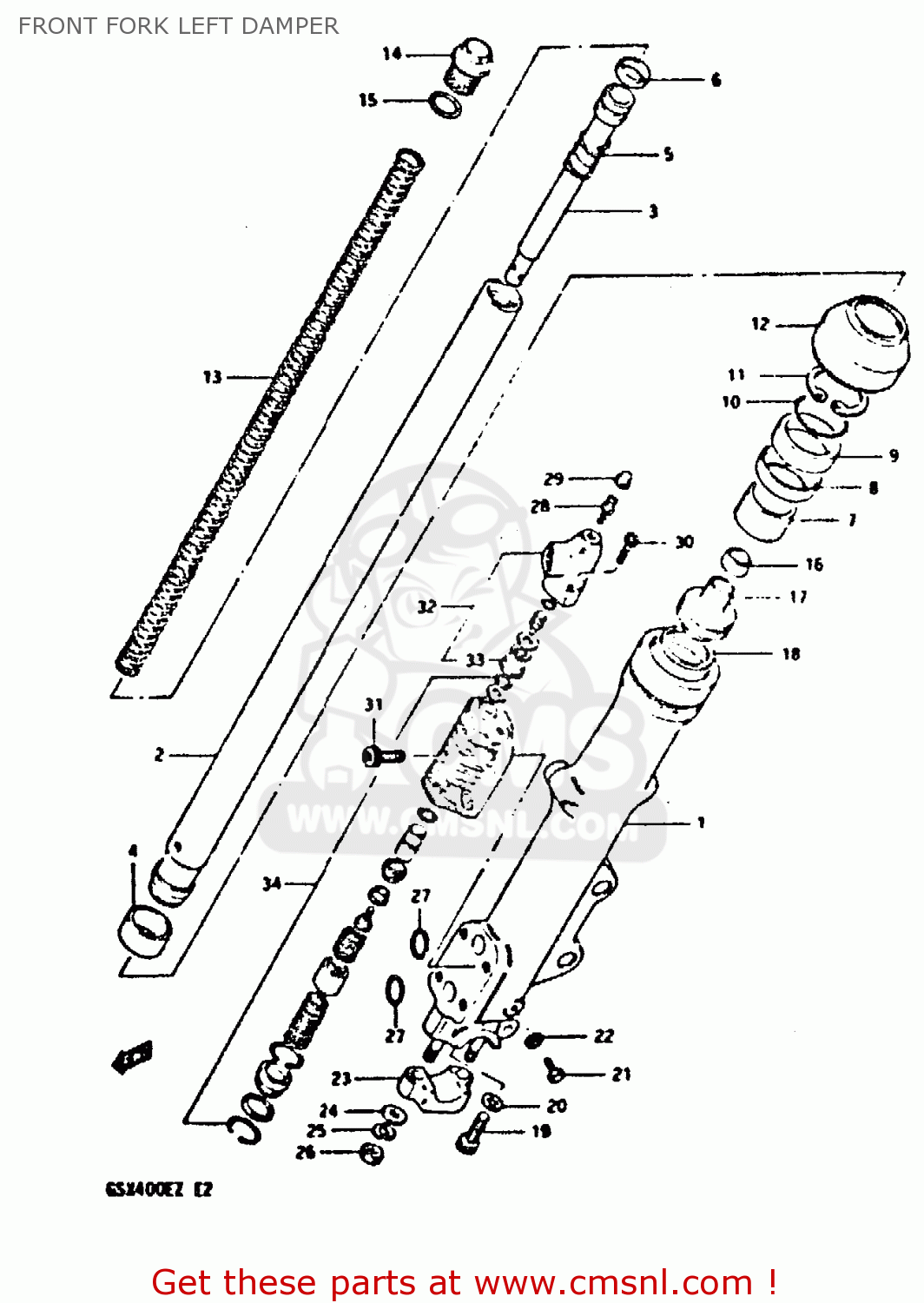 FRONT FORK LEFT DAMPER GSX400E 1982 (Z) (E02 E04 E16 E17 E22 E24 E26)