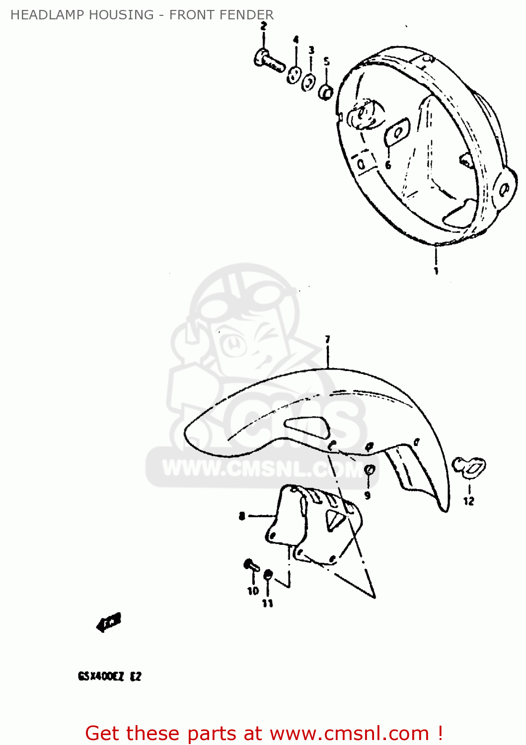 HEADLAMP HOUSING - FRONT FENDER GSX400E 1982 (Z) (E02 E04 E16 E17 E22 E24 E26)