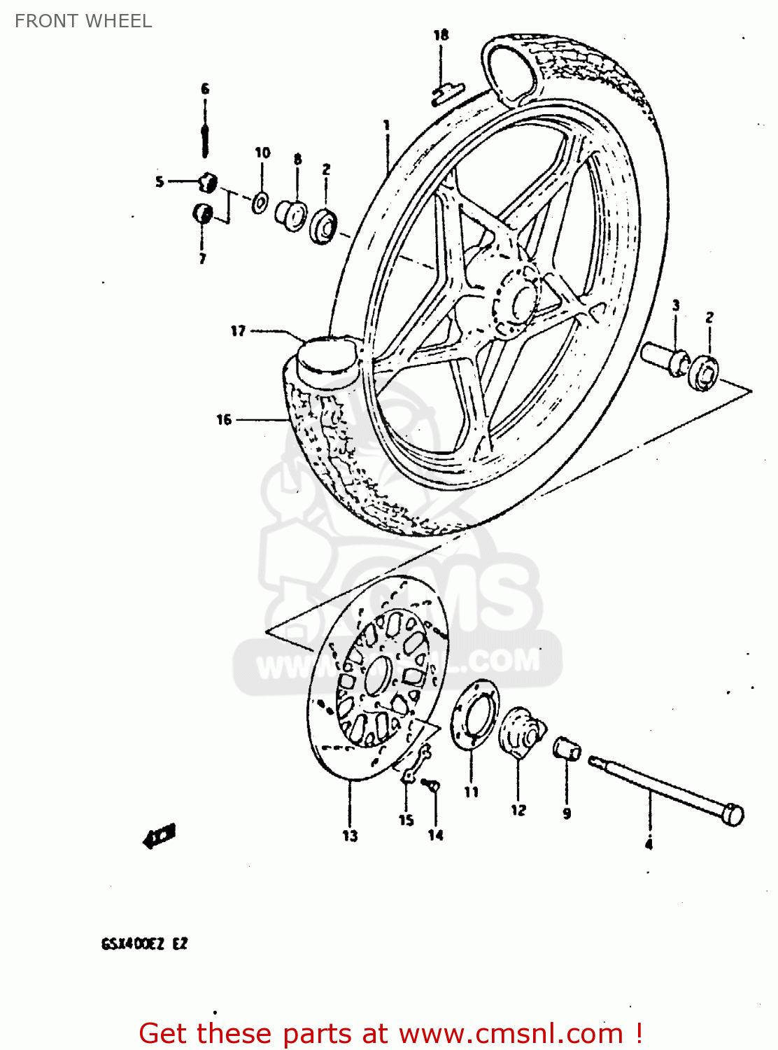 FRONT WHEEL GSX400E 1982 (Z) (E02 E04 E16 E17 E22 E24 E26)